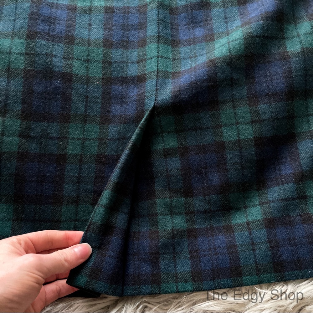 Pendleton | Vintage Wool Plaid Pencil Skirt Black Tartan 1980s - Picture 3 of 6